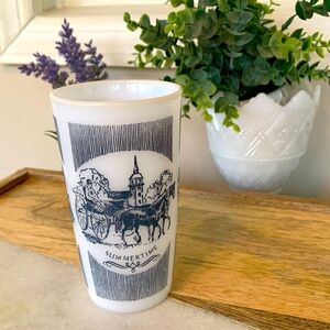 Vintage Currier and Ives, Transportation milk glass‎ glass, EUC